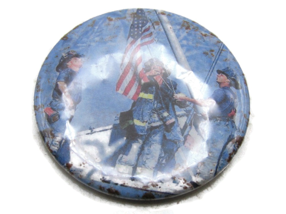 Firefighters & American Flag Button