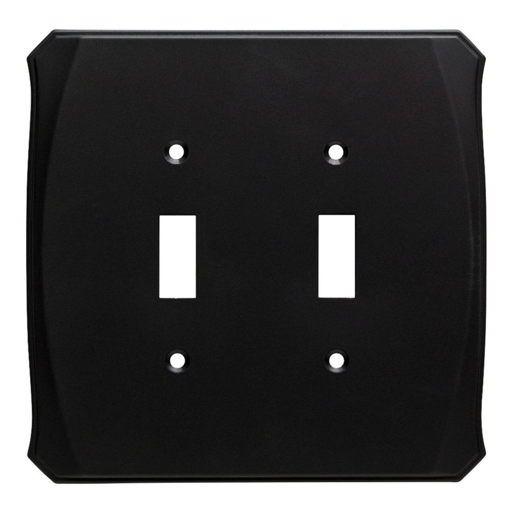 (5 Pack) Serene Double Switch Wall Plate Flat Black