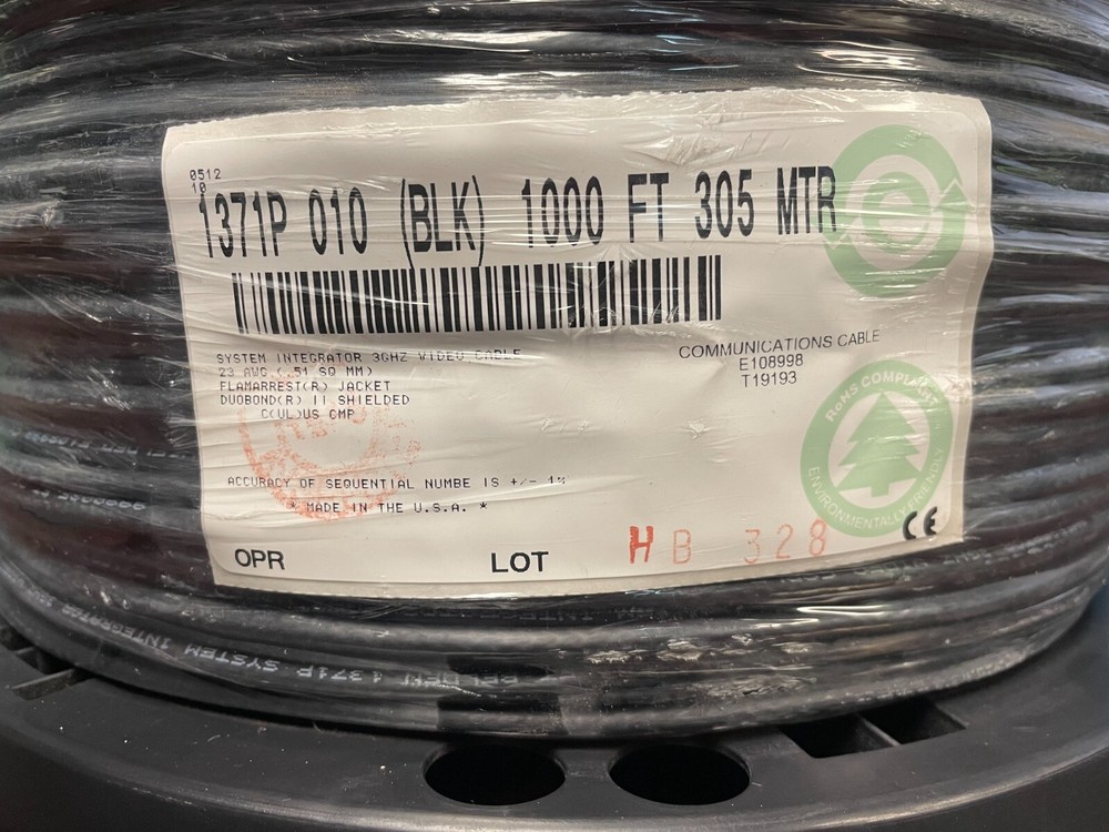 Belden 1371P Coax - System Integrators Video Cable Black (1000 Ft)