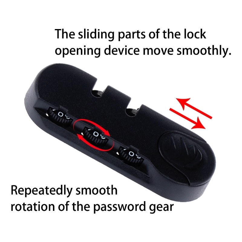 Black Password Lock Easy Set Combination Lock Portable Travel Lock ABS Texture