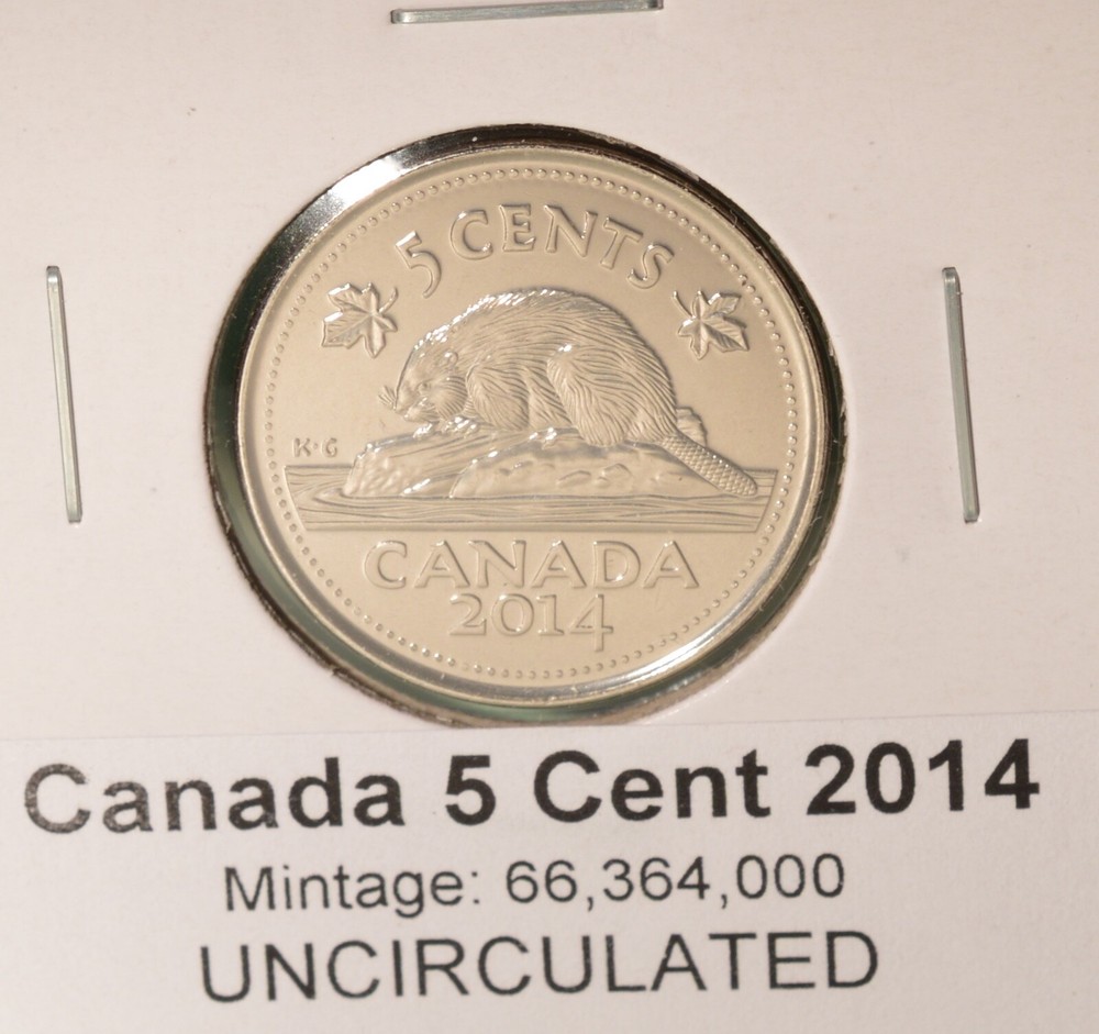 2014 Canada 5 Cent - UNCIRCULATED from Mint Roll 🇨🇦