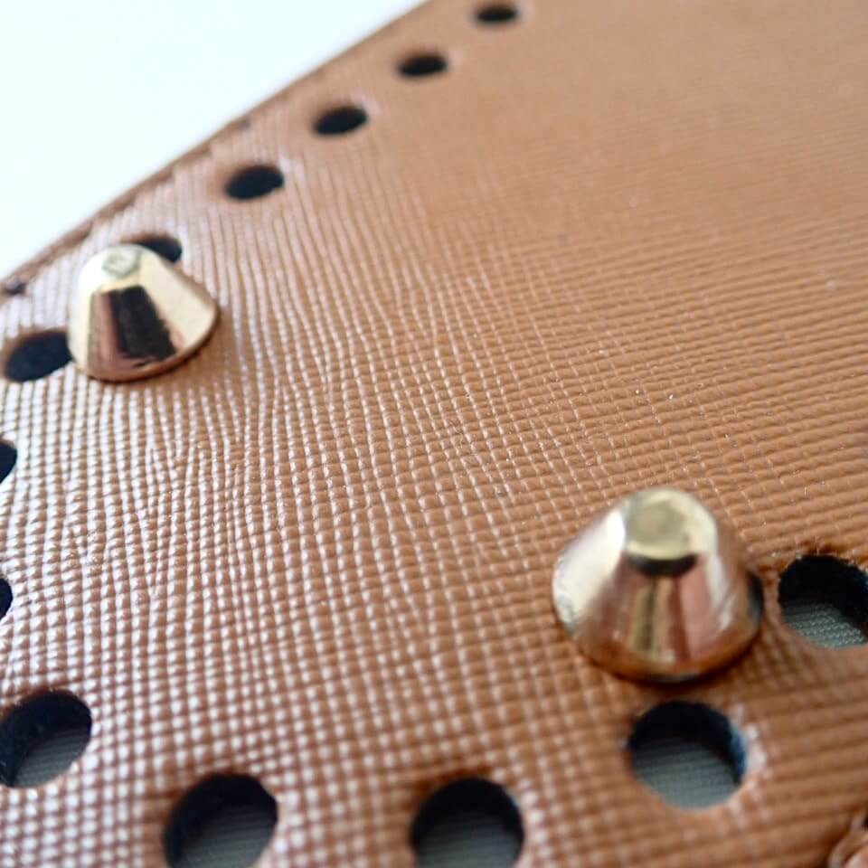 Oval Bag Bottom Board with Rivets Large 27×7cm Camel
