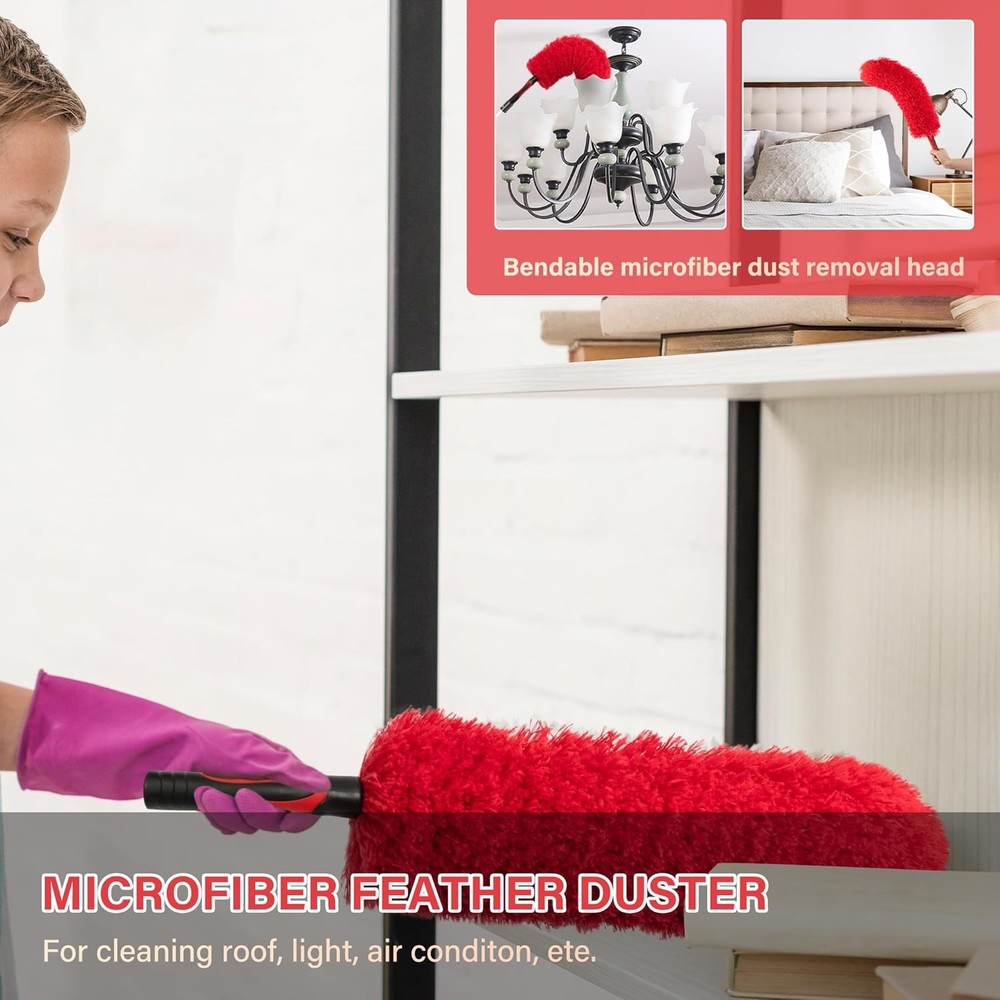5X Cleaner Duster Dusters Extendable Pole Dusting Tools W/ Cobweb Brush for Home