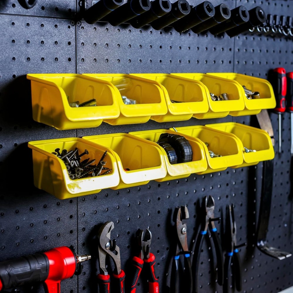Heavy Duty Pegboard Bin Kit 36pc Yellow - Garage Workshop Craft Organizer