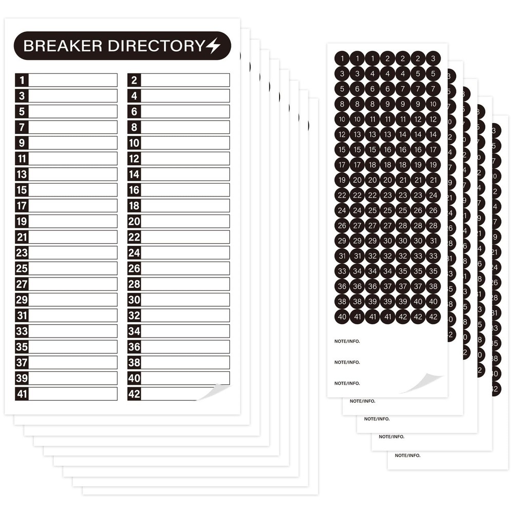 16 Sheets Breaker Panel Labels, Electrical Box Sticker Numbers
