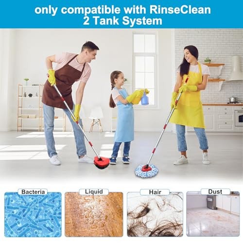 Spin Mop Head Replacement Base Handle Compatible with O Cedar Rinseclean 2 Blue