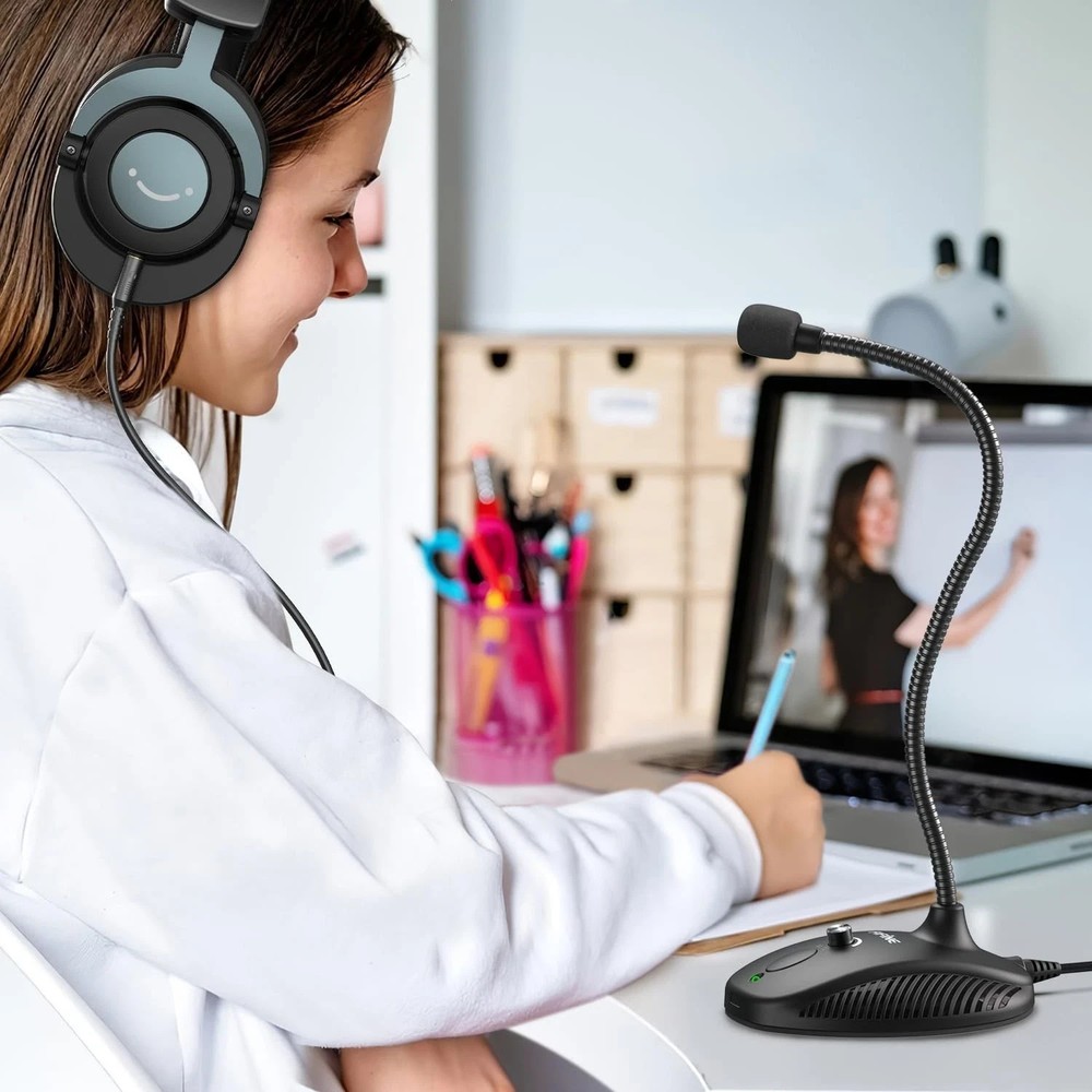 Fifine USB Computer Microphone, Plug &Play Desktop Condenser PC Laptop Mic,Mute