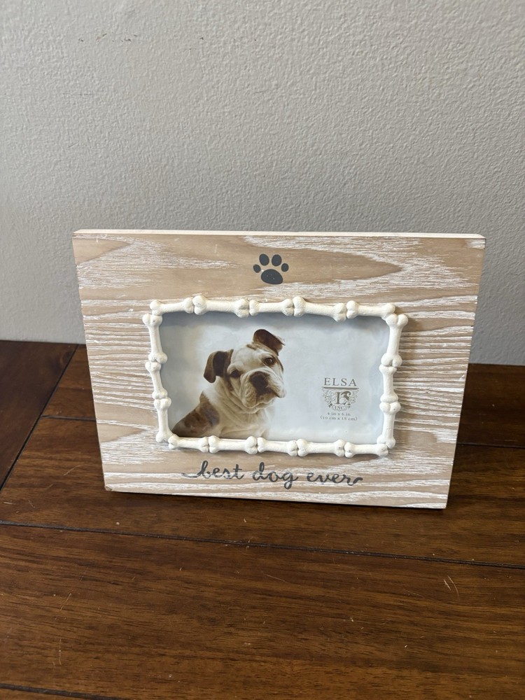 Distressed White Wood Pet Memorial Photo Frame