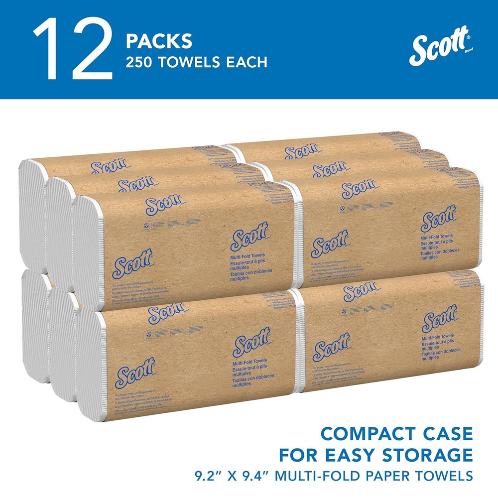 Universal Multifold Paper Towels, Bulk (03650), Absorbency Pockets, White, 9.2"X