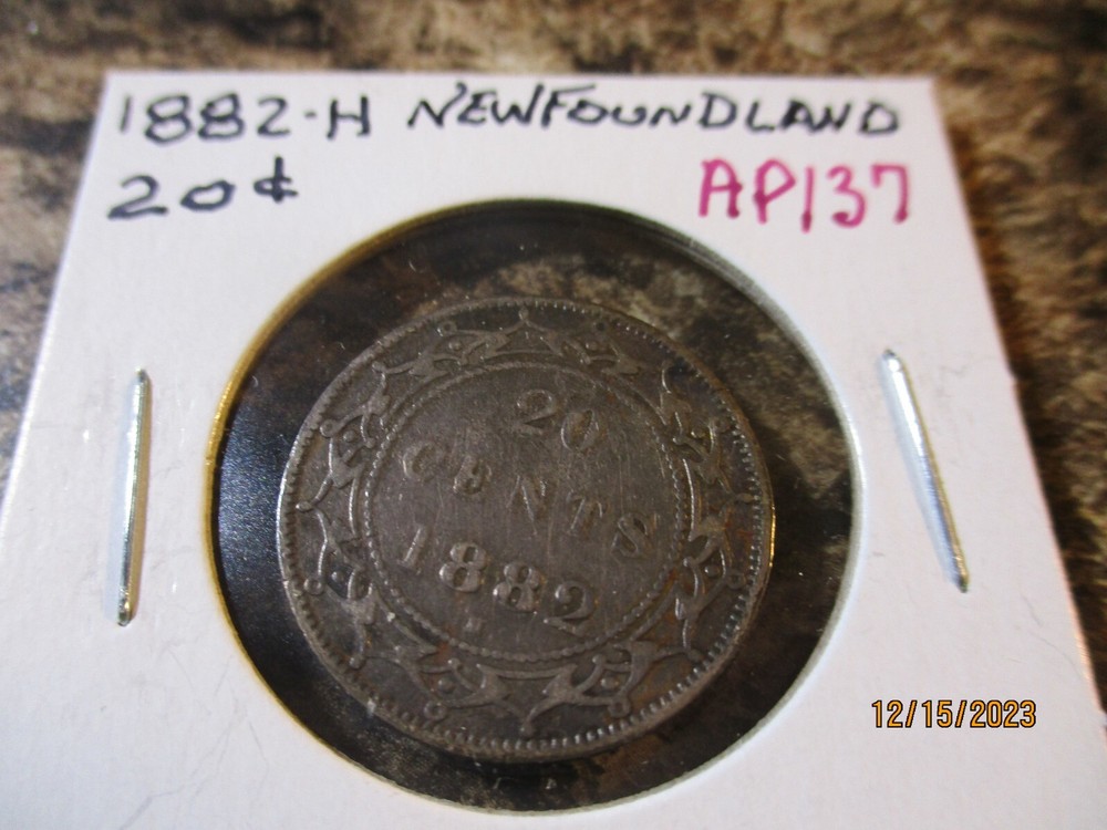1882-H NEWFOUNDLAND 20 CENTS    AP137