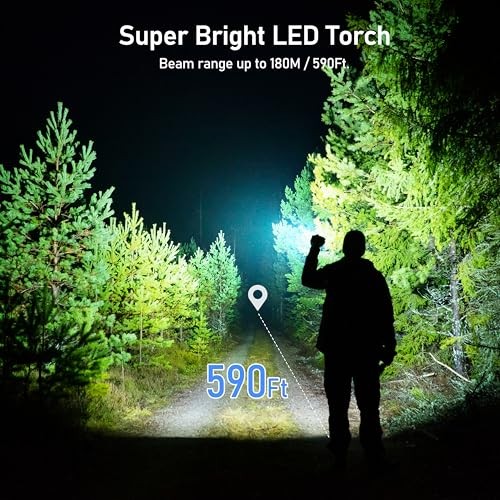 Flashlight Rechargeable, High Lumens Flashlight, Super Bright 1 Pack Black