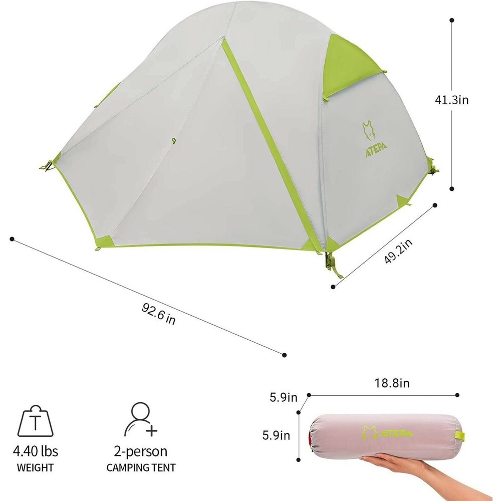 ATEPA Hiker II Lightweight Backpacking Tent - 2 Persons