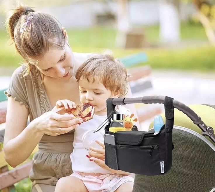 Multiple Pockets Bag Baby Stroller Organizer Universal Strollers Carriage Black