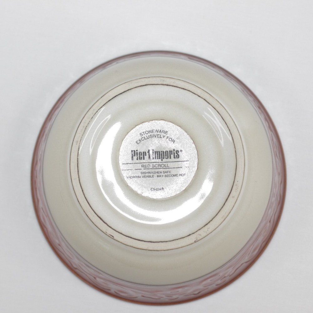 Pier 1 Imports Stoneware Red Scroll Pattern Soup Cereal Bowl Replacement