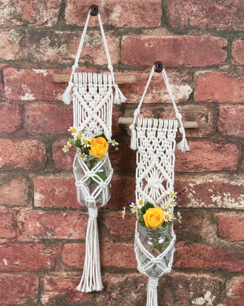 Solid Oak Macrame Plant Holder Hanger Kit Brand NEW