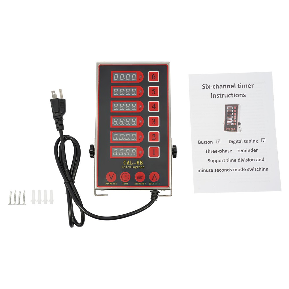 6-Channel Kitchen Timer – Stainless Steel, LED Display, Multi-Task Function