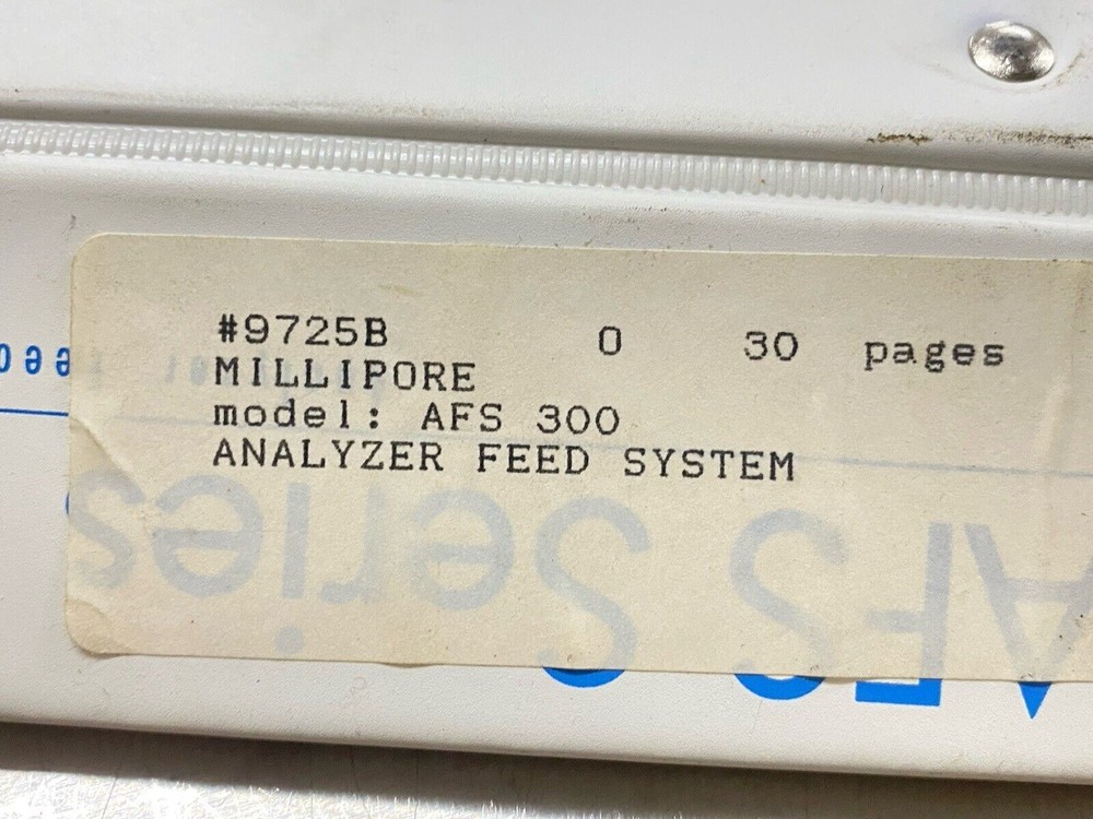 Millipore AFS 300 Analyzer Feed System With VHS - Users Guide / Manual