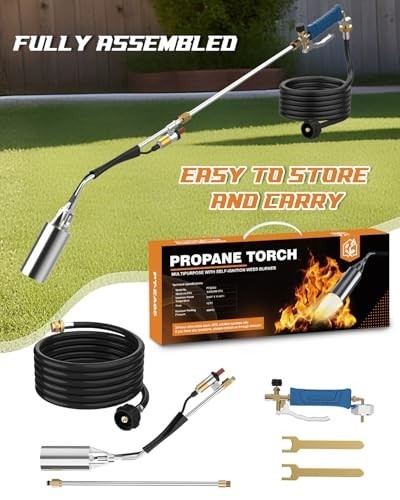 High Output Propane Torch Weed Burner Kit - Self Igniter, Turbo Trigger, 10FT Ho