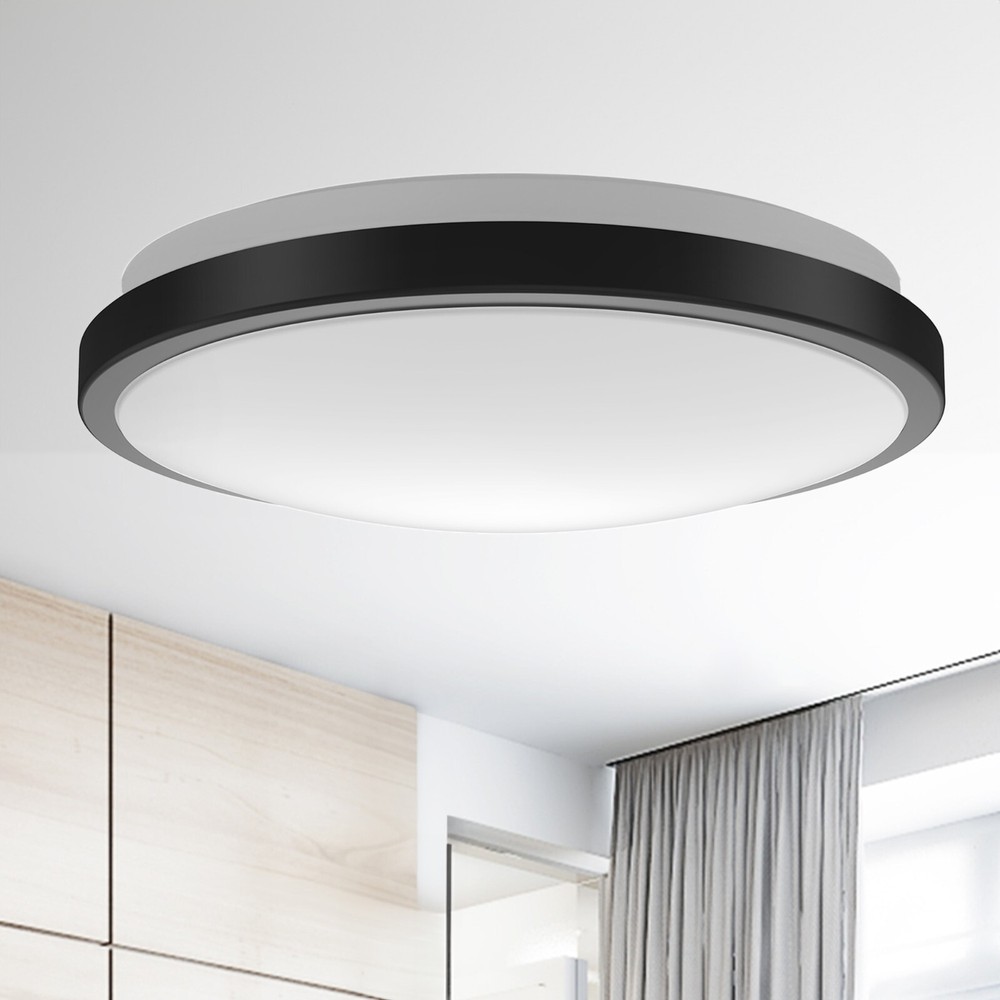 LED Flush Mount Ceiling Light 10 in. Matte Black Round Dimmable 4000K Daylight