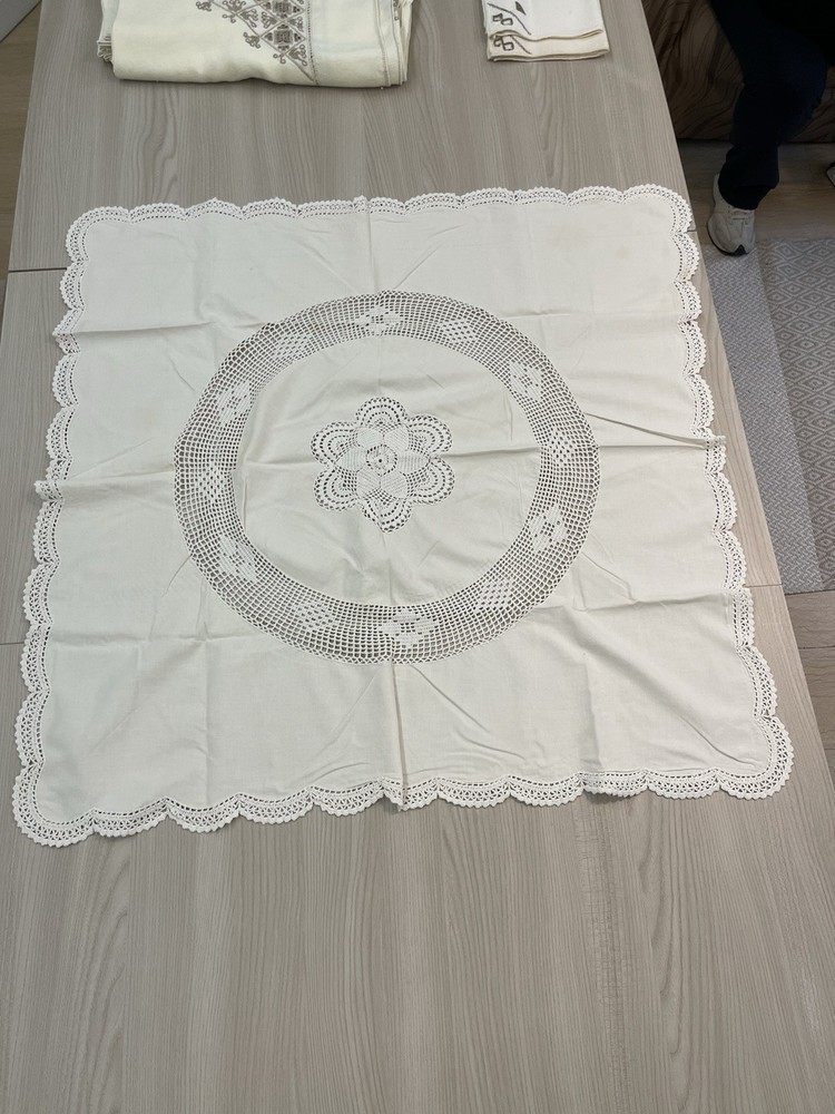 Antique 20th Century Tablecloth - White