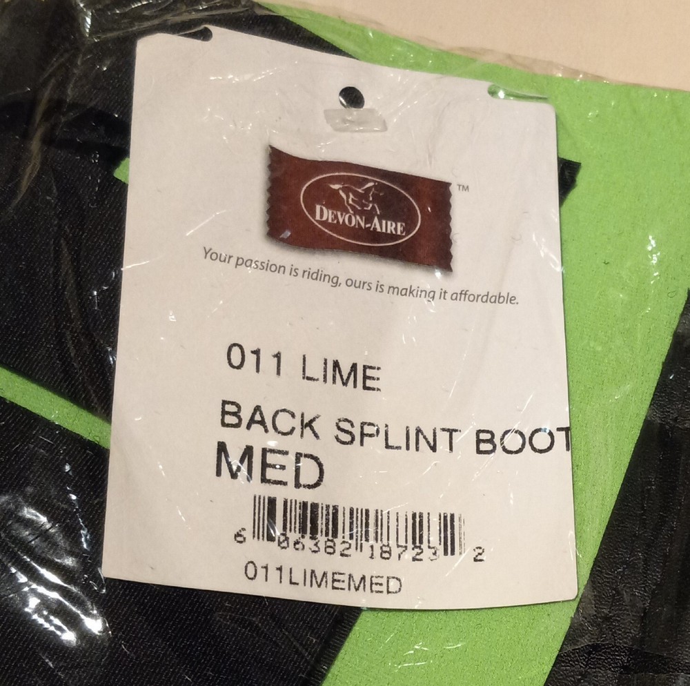 Devon Aire 011 Back Rear Neoprene Splint Boots Easy Release Lime Neon Medium NEW