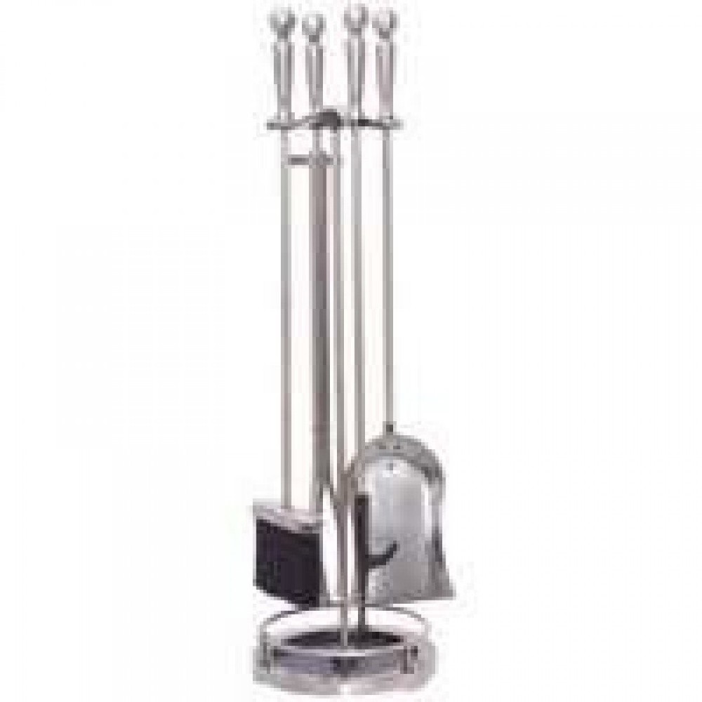 Tool Set Fireplace 5pc Antique Silver