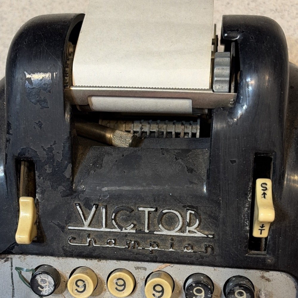 Victor Champion Vintage Mechanical Adding Machine Black