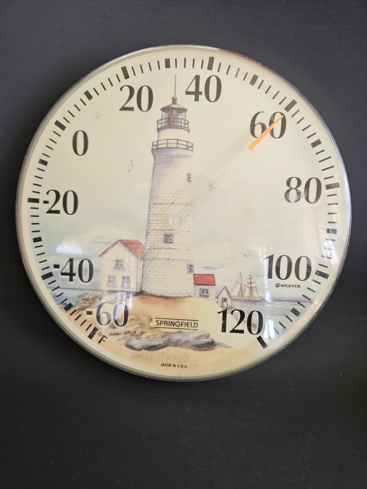 Springfield Lighthouse Thermometer Signed Wagner 12"