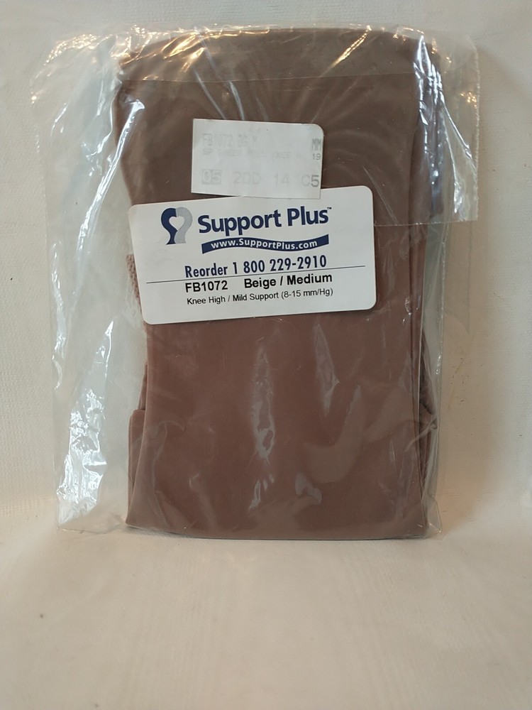 Support Plus FB1072 Beige 8-15 mmHg Compression Knee High Support Socks Medium