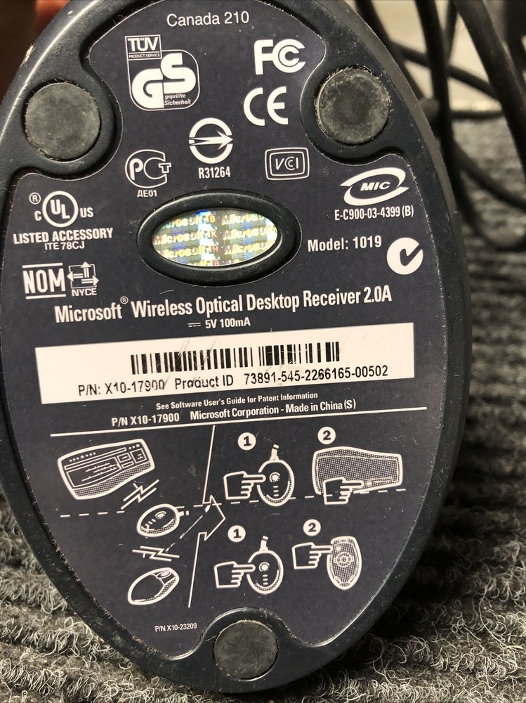 Used Microsoft Standard Wireless Optical Desktop Receiver X10-17900