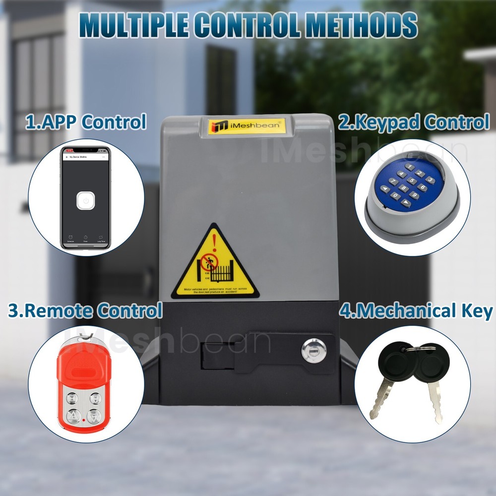 1200W 5000lbs Sliding Gate Opener Automatic Motor Rack Driven APP Control 4 Remo
