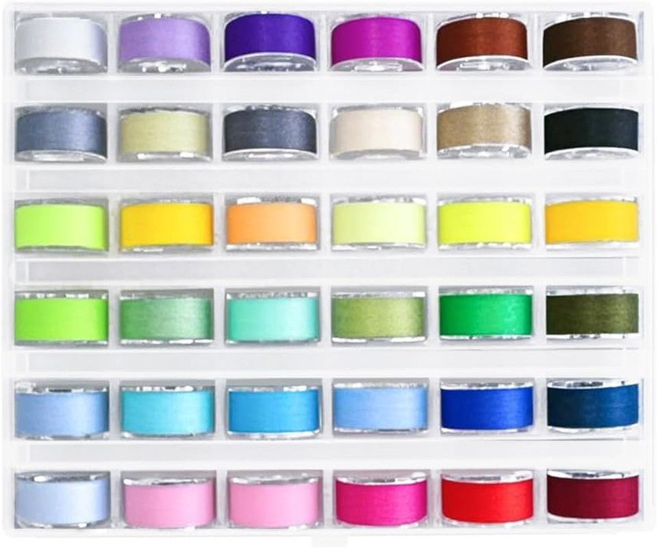 36 Pcs Bobbins and Sewing Threads with Bobbin Case, Assorted Colors Sewing Threa