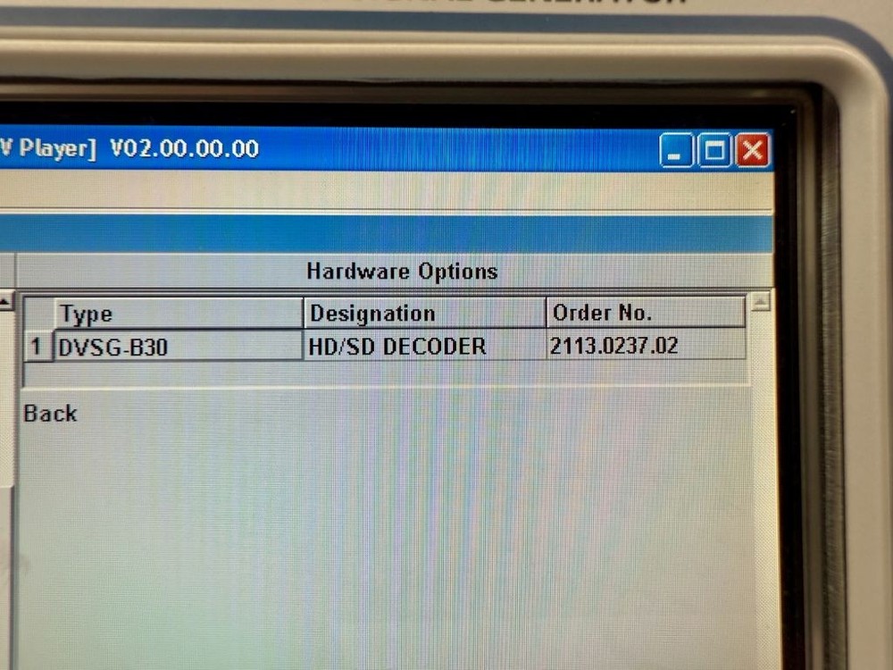 Rohde & Schwarz DVSG Digital Video Signal Generator + B30 HD/SD Decoder