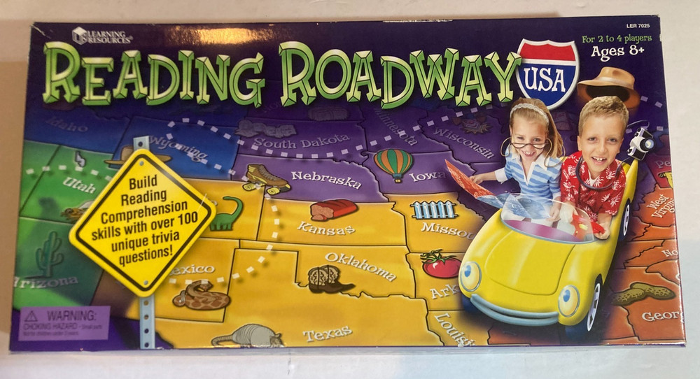 READING ROADWAY USA Trivia Board Game LEARNING RESOURCES comprehension COMPLETE