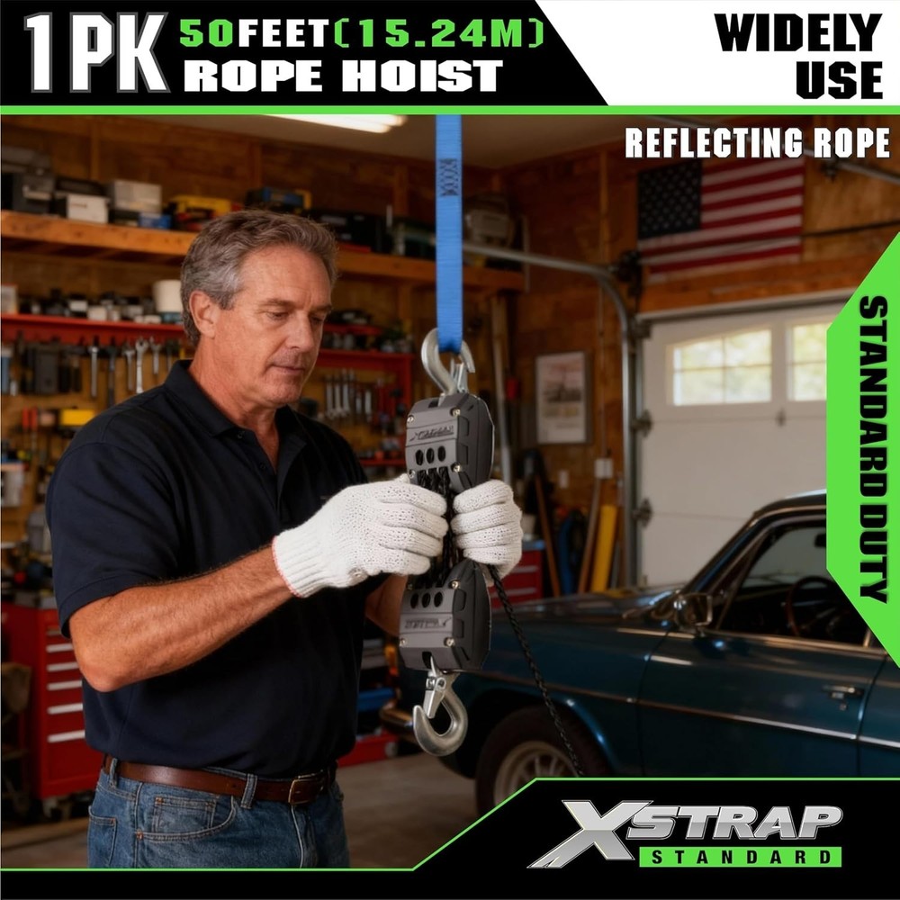 High Visibility 50ft Reflective Hoist System - Effortless Lifting Power 2000LB
