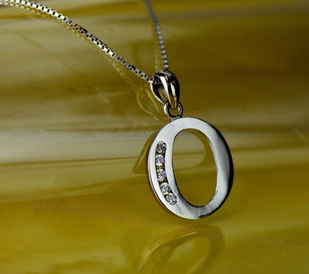 925 Sterling Silver Initial Letter CZ Pendant