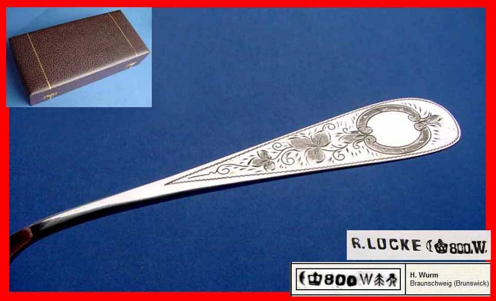 Set, Large Solid 6 Spoons, H. Wurm, 800 Silver, around 1900 B547
