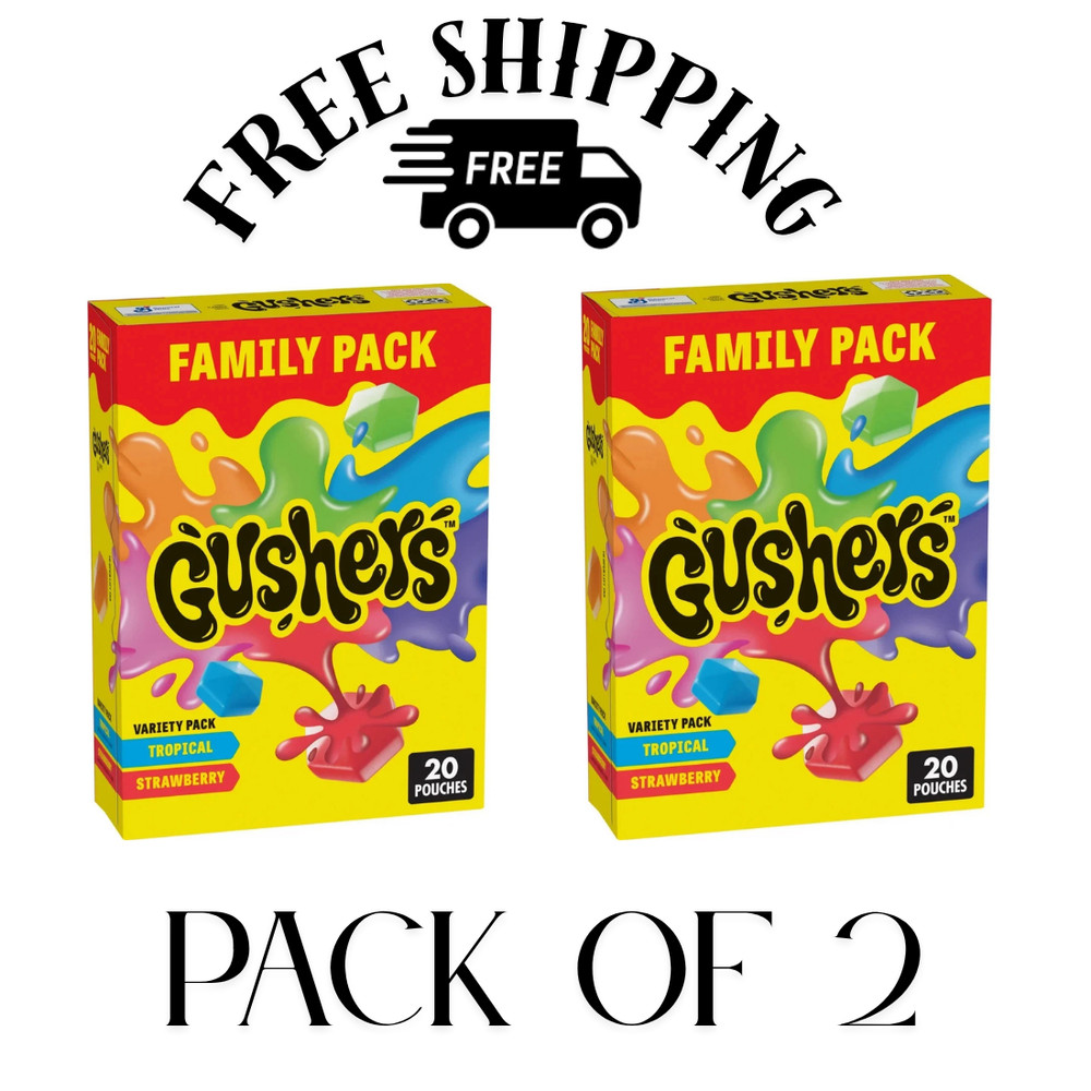 (2 pack) Gushers Fruit Flavored Snacks, Easter Basket Stuffers, 20 Ct, 16 oz