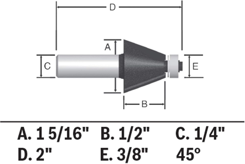85298MC 1-1/4 In. Chamfer Router Bit