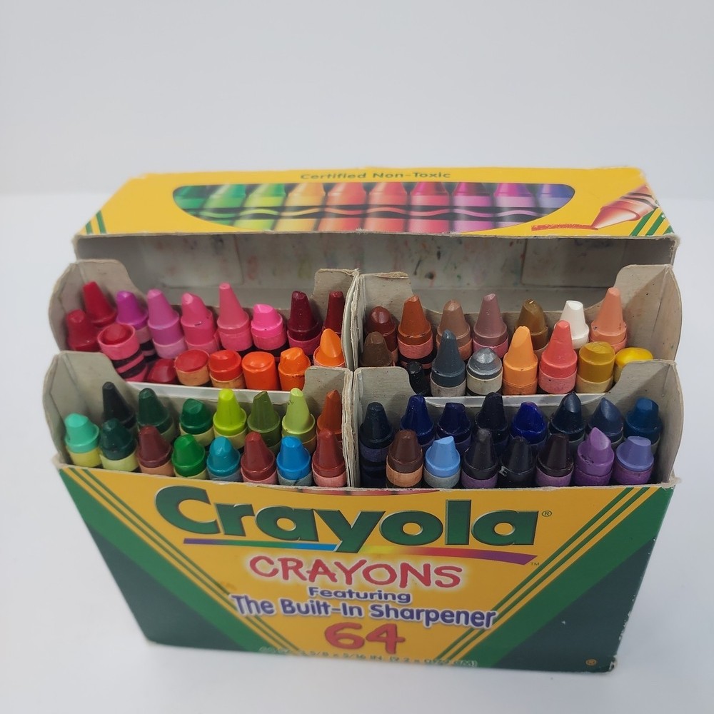 1997 Crayola 64 Box Crayons With Sharpener