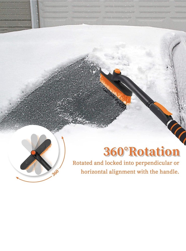 SEAAES ice scraper with Snow Brush for car windshield, Extendable Snow Brush