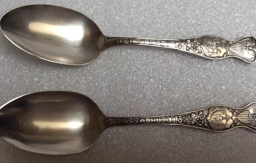 Oneida Community Silverplate New Jersey & Massachusetts State Teaspoons