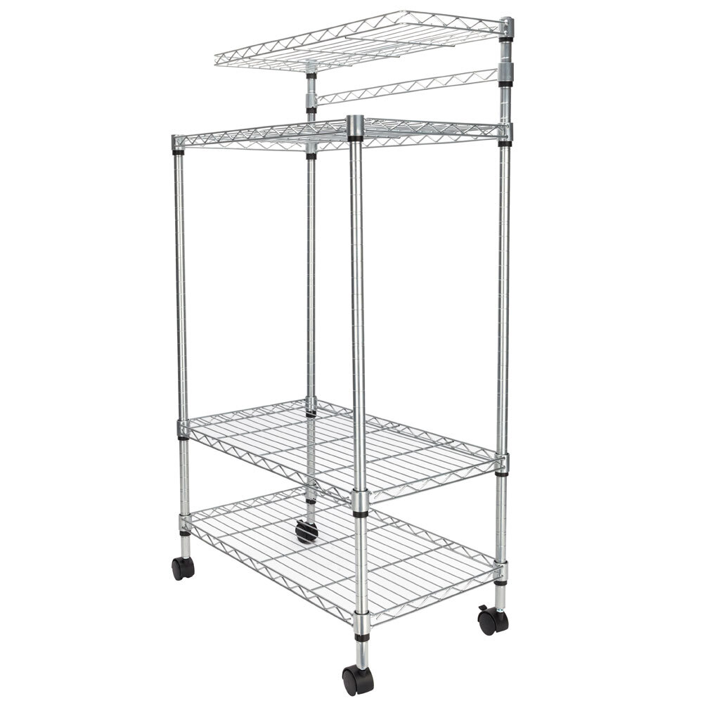 Adjustable 4 Tiers Kitchen Storage Rack, Microwave Storage Rack With Steel Pipe