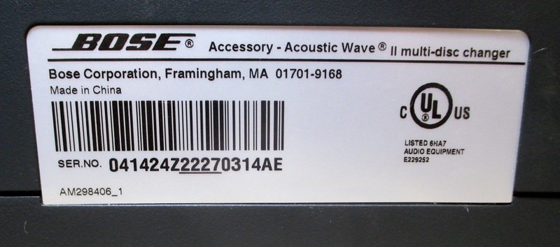 BOSE ACOUSTIC WAVE II--MULTI DISC CHANGER--TESTED--GOOD--NO REMOTE