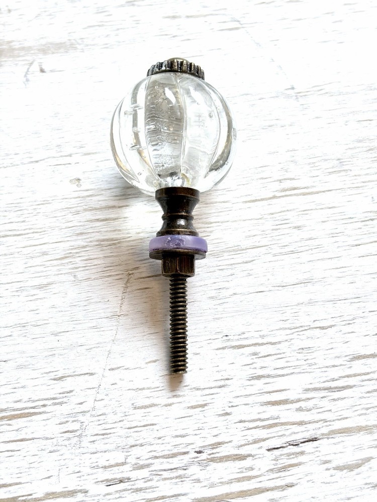 1 Clear Glass Scalloped Drawer Pull Knob 1.25 Vintage Drawer Pull Hardware