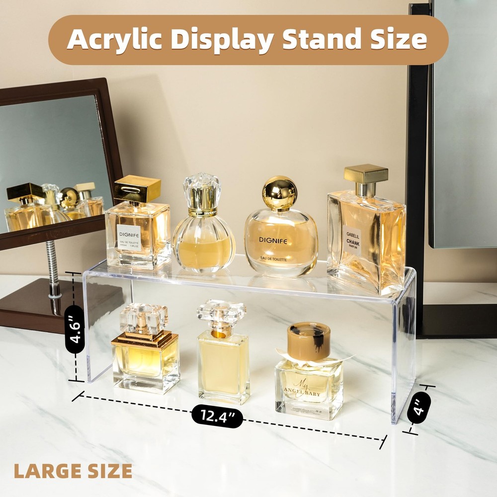 4 Pack Large Acrylic Risers Display Stands, Perfume Organizer Stand, Clear Ac...