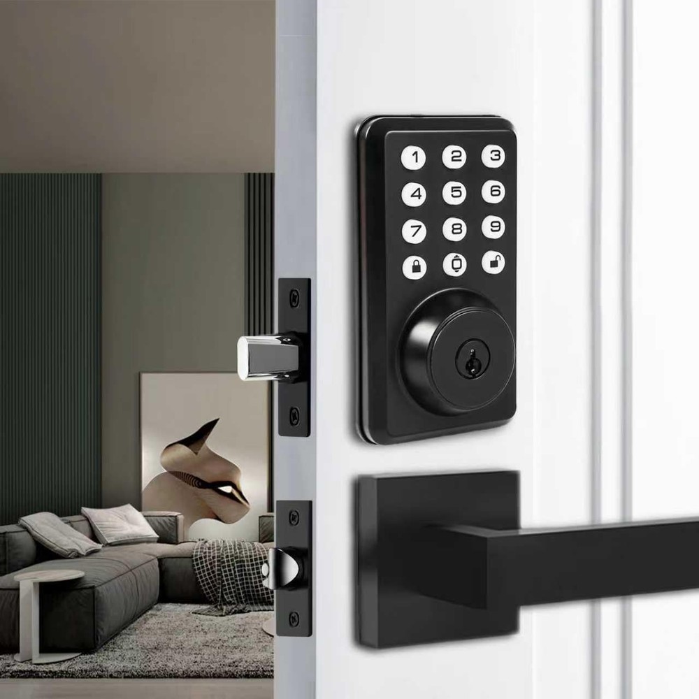 Front Door Handle and Deadbolt Set, Keyless Entry Door Lock Deadbolt with Doo...