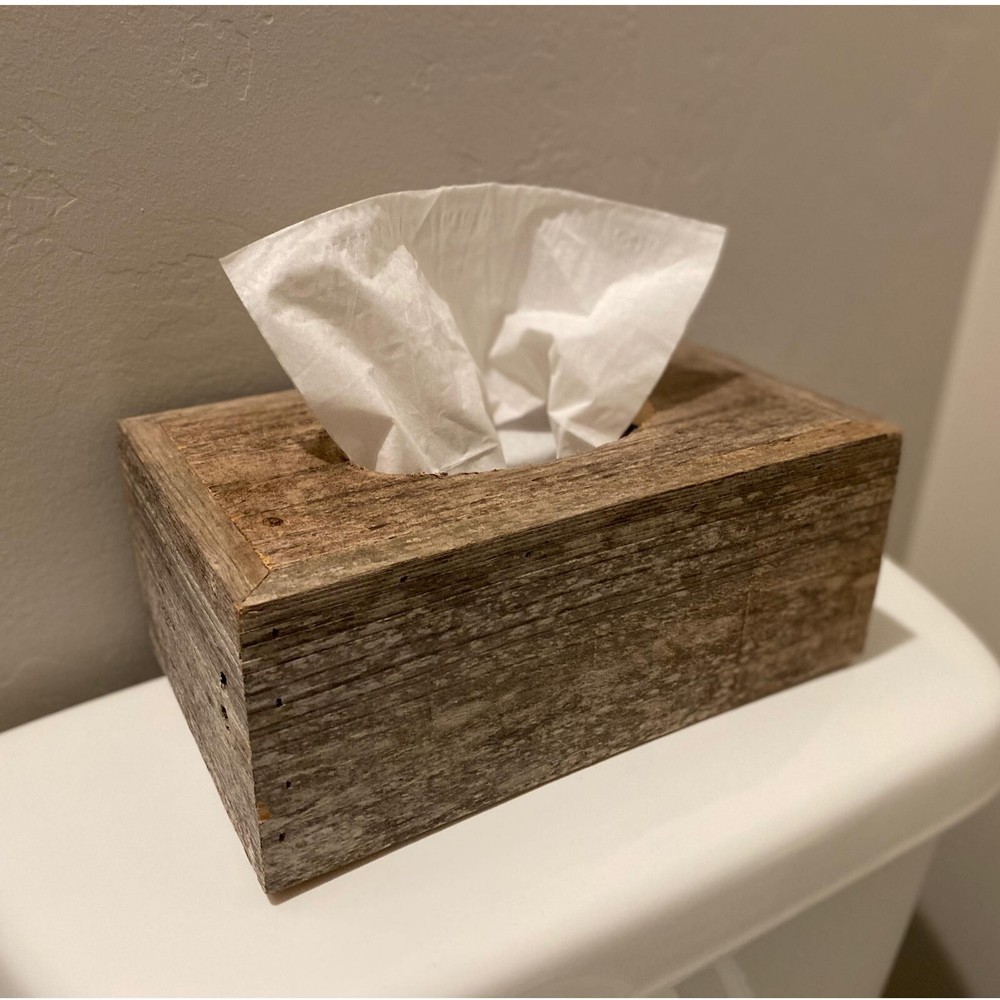 Reclaimed Wood Decorative 9 x 5.25 Rectangular Tissue Box Cover