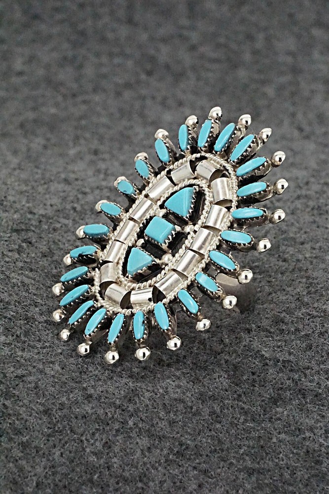 Turquoise & Sterling Silver Ring - Evonne Hustito - Size 7.5