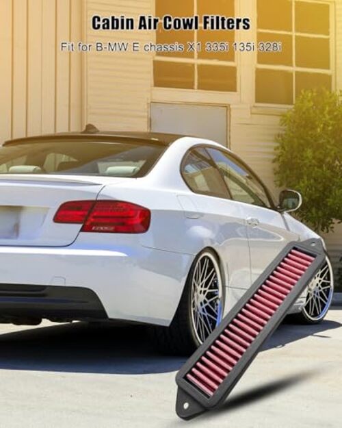 Cabin Air Cowl Filter Fit for B-MW E Chassis E82 E88 E90 E91 E92 E93 X1 Red
